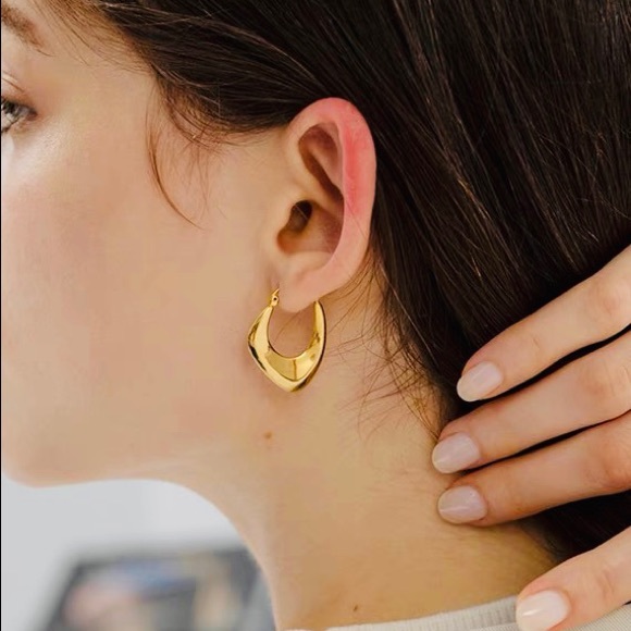 Gold Hoop Earrings minimal gold Sterling silver vermeil - Picture 4 of 8